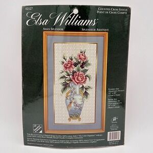 Elsa Williams Asian Splendor Cross Stitch Kit 02127 Flowers in Vase 10x20 New